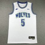 NBA 5 Edwards Timberwolves 2023-24 Classic Maillot blanc brodé